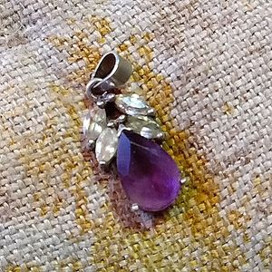 925 Amethyst CZ drop pendent. Vintage.